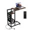 C-shaped End Table with Charging Station and Retractable Tabletop-Rustic Brown
